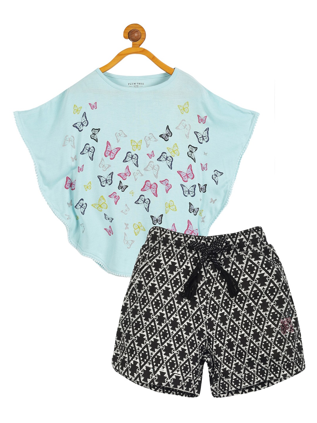 

PLUM TREE Girls Printed Top With Shorts, Blue