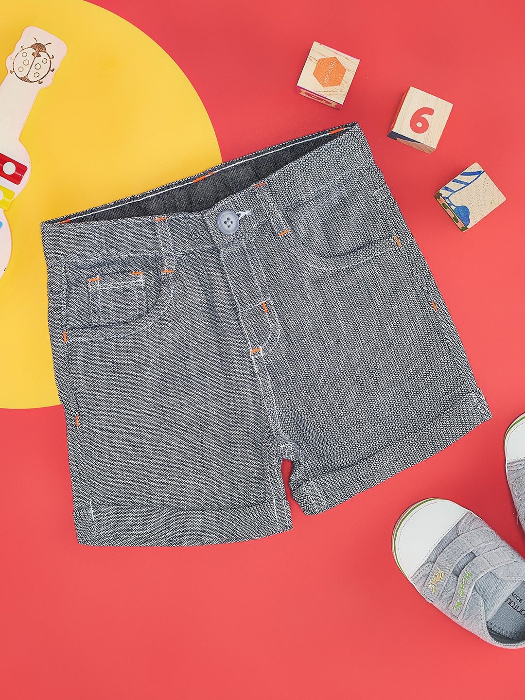 

Pantaloons Baby Boys Self Designed Pure Cotton Shorts, Grey