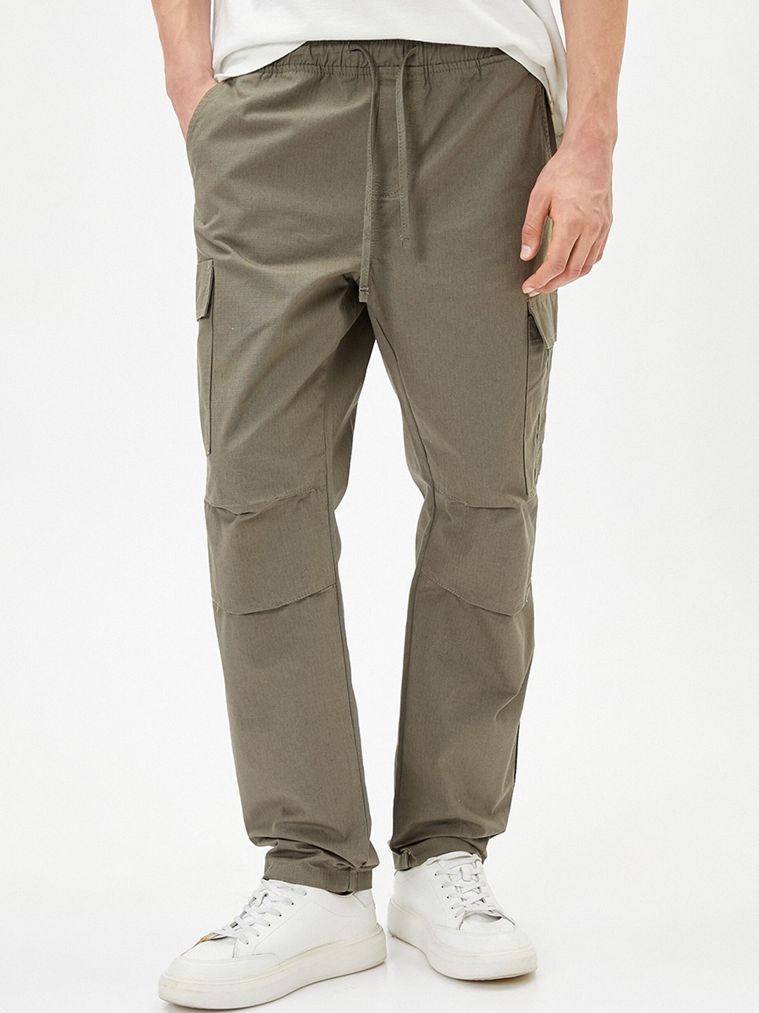 

Koton Men Mid-Rise Cotton Trousers, Khaki