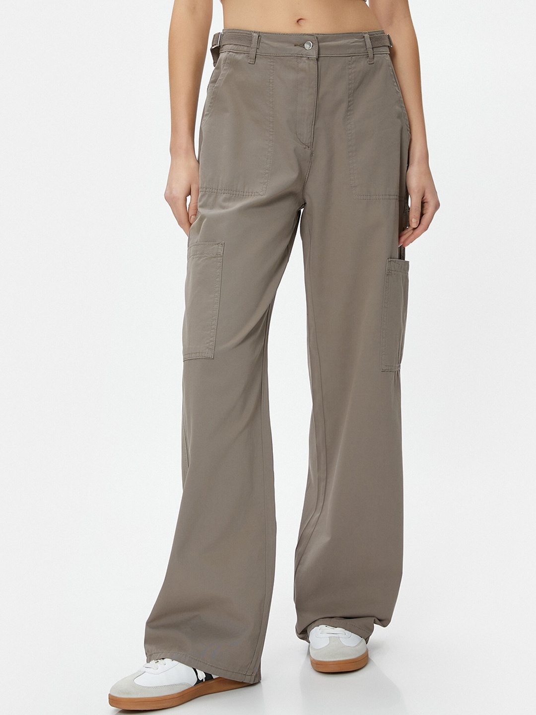 

Koton Women Pure Cotton Cargo Trouser, Brown
