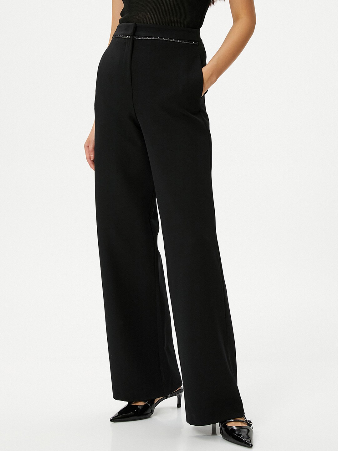

Koton Women Mid-Rise Trousers, Black