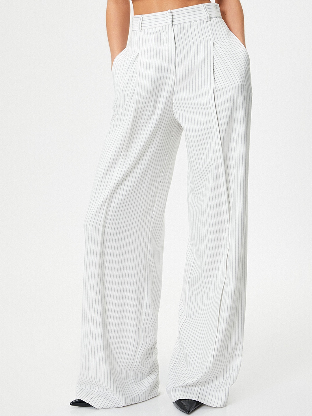 

Koton Women Mid-Rise Pleated Trousers, White