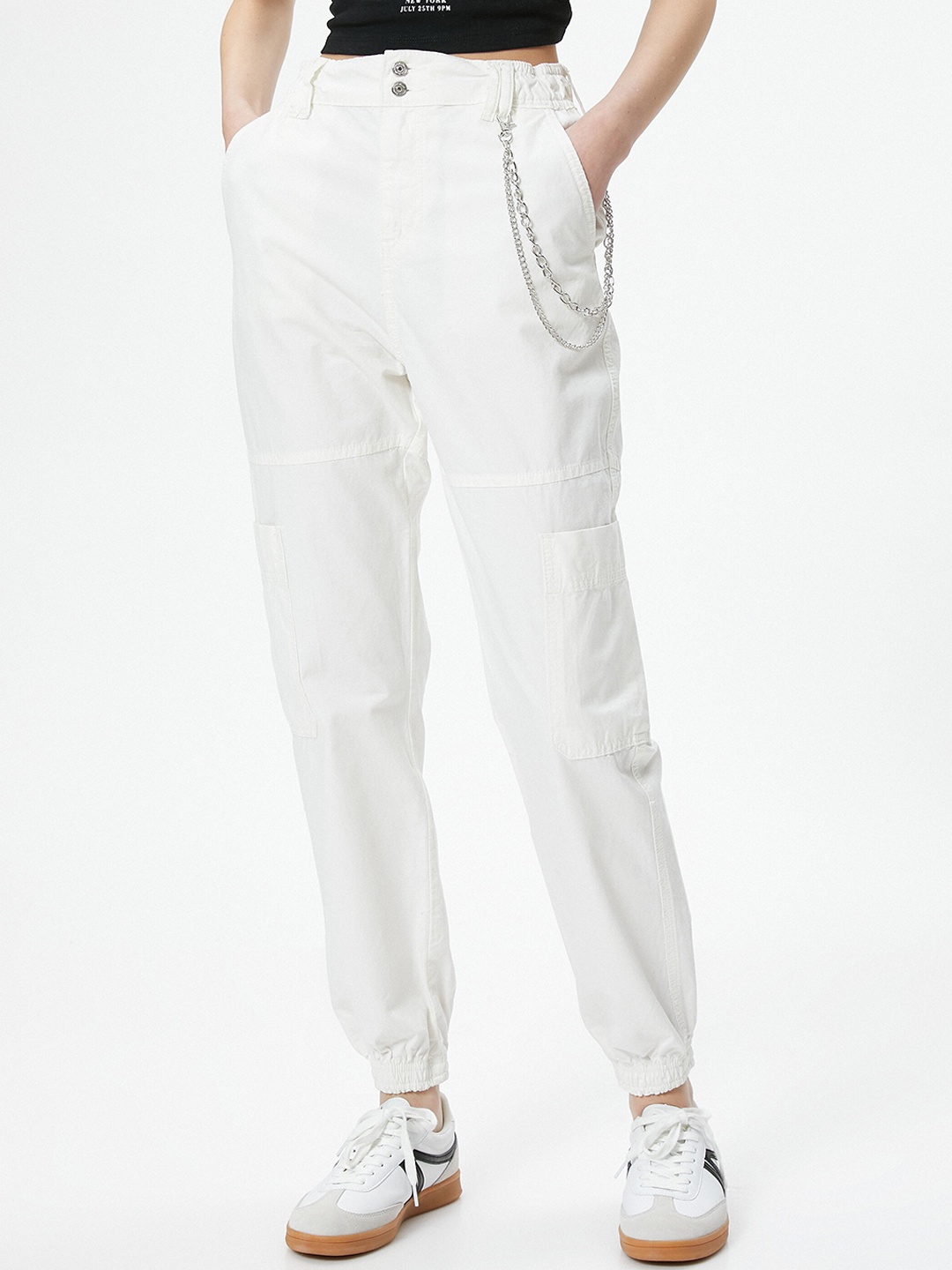 

Koton Women Mid-Rise Joggers, Off white