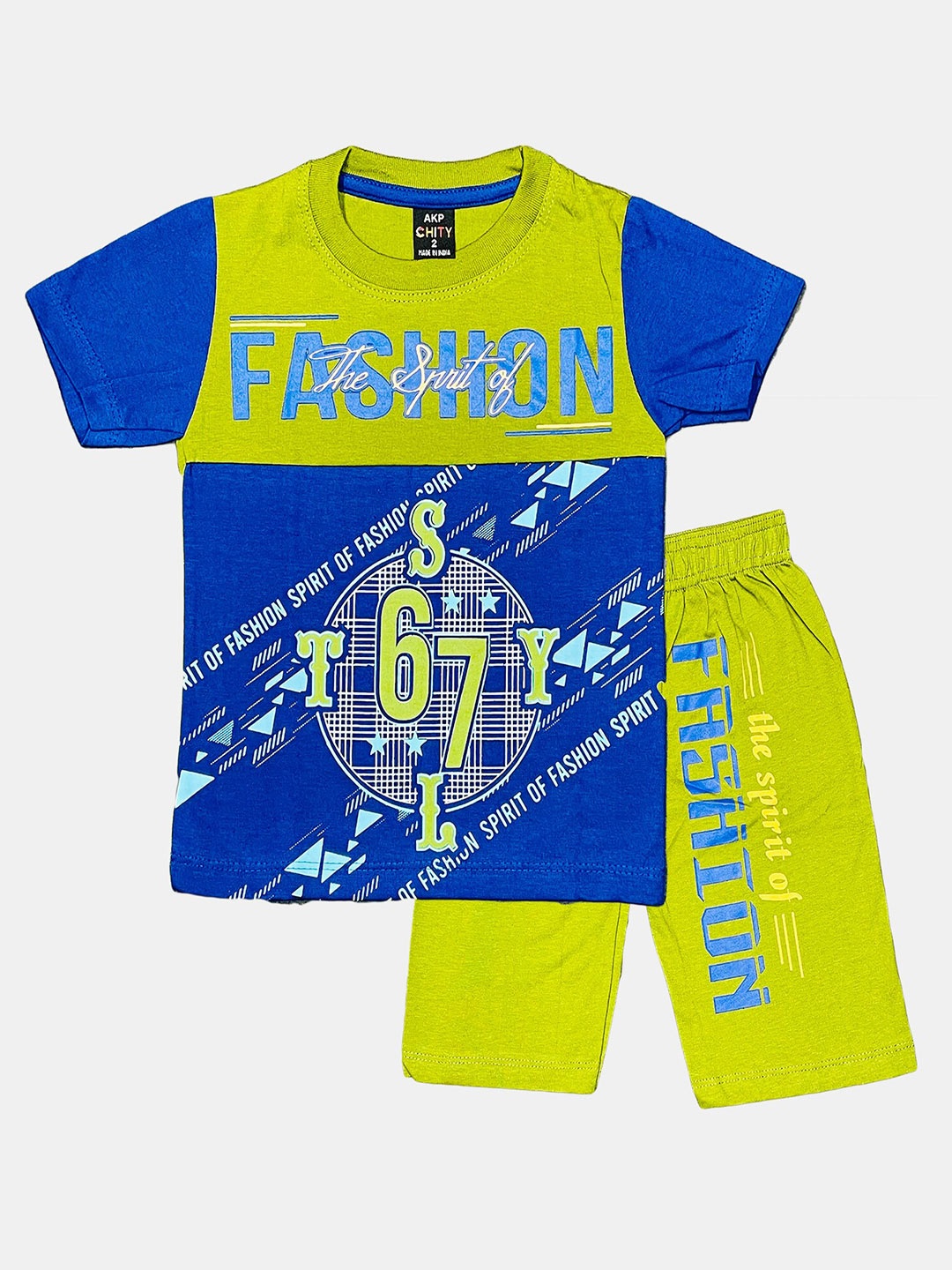 

Peerless Wear Boys Printed Pure Cotton T-shirt with Shorts, Blue