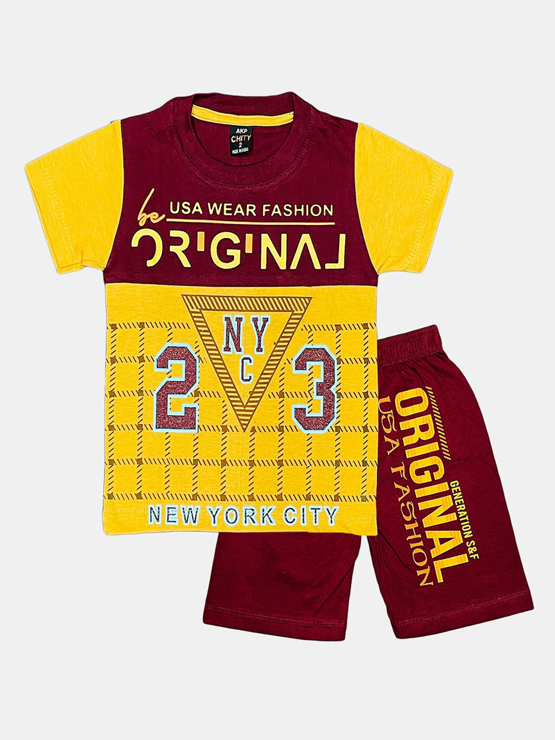 

Peerless Wear Boys Typography Printed Pure Cotton T-shirt With Shorts, Red