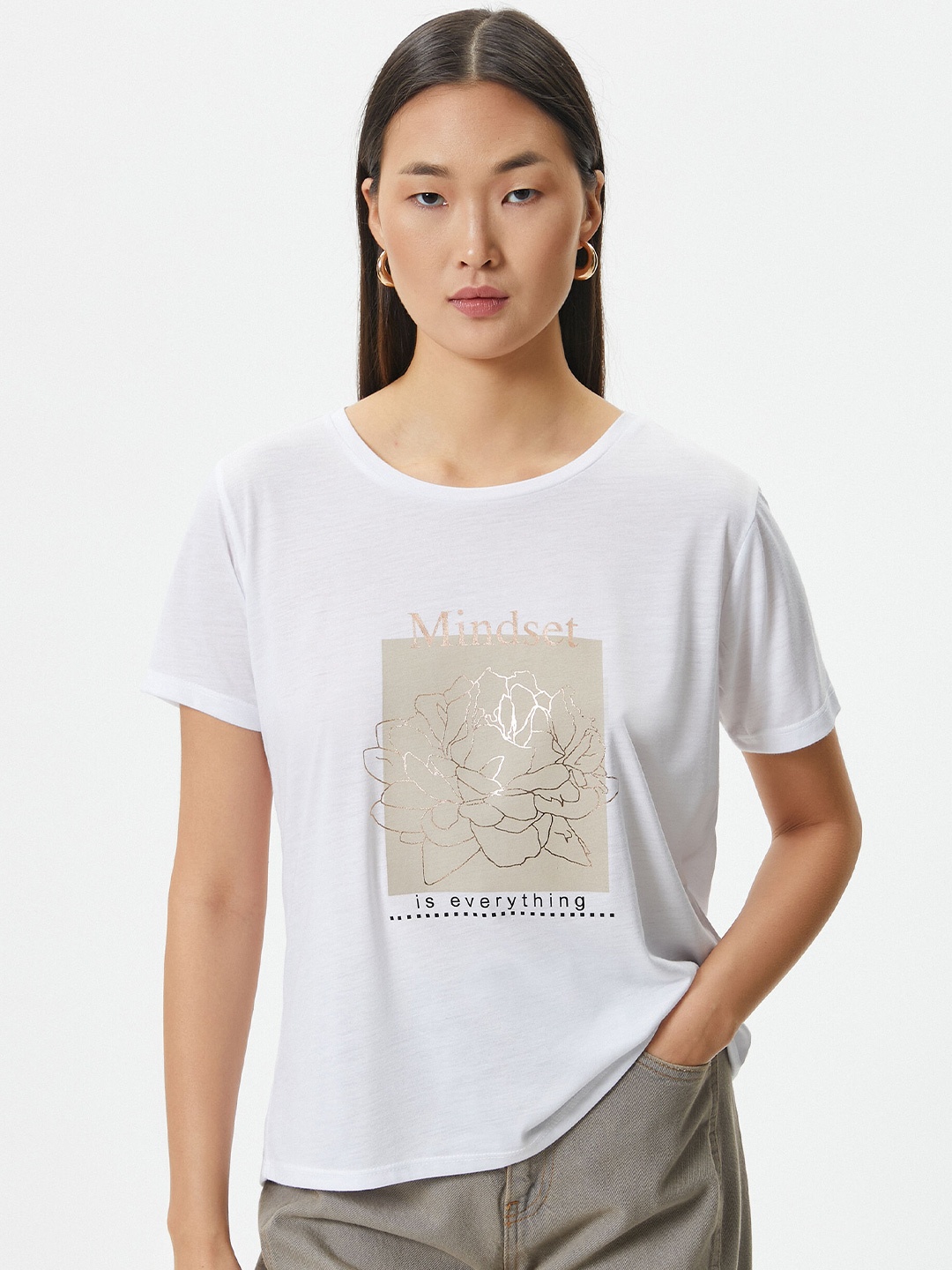 

Koton Graphic Printed Round Neck T-shirt, White