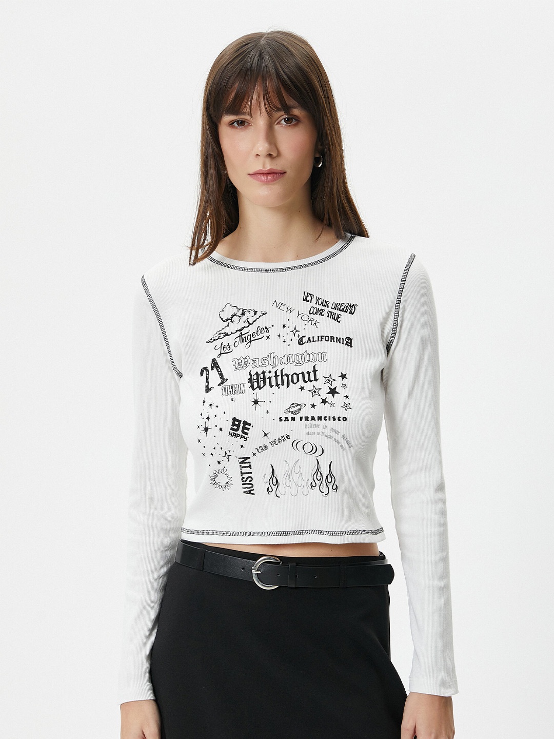 Koton Typography Printed T-shirt, White