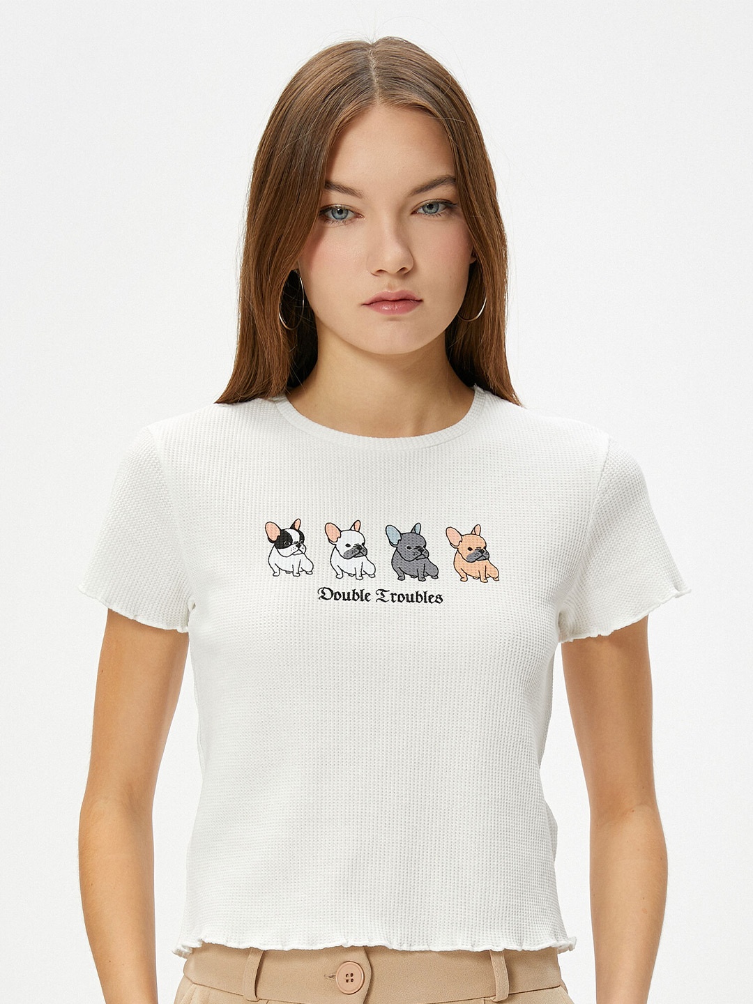 

Koton Women Printed T-shirt, Off white