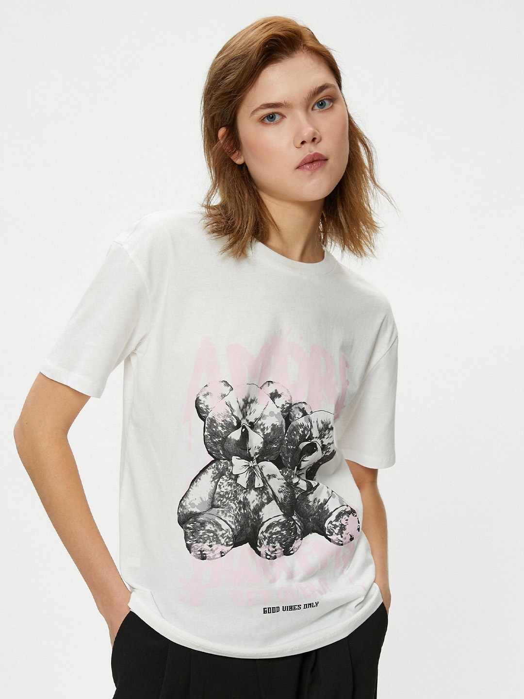 

Koton Women Printed T-shirt, Beige