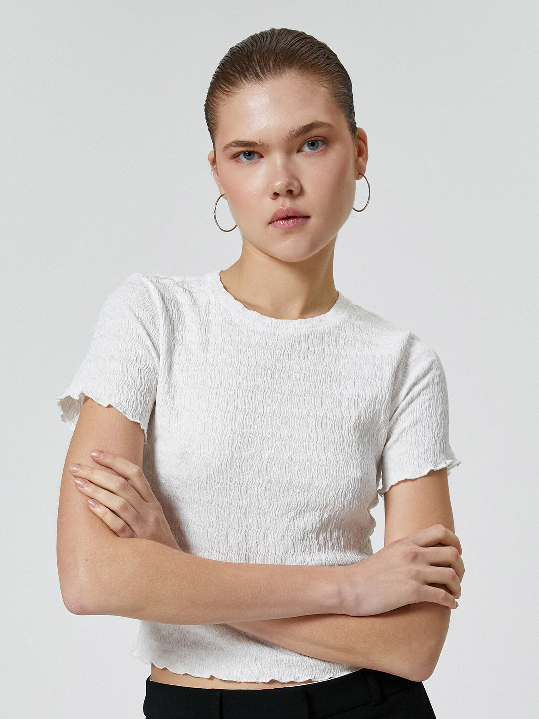 

Koton Self Design Crop Top, White