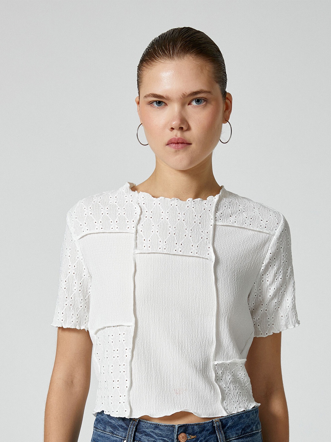 

Koton Self Design Crop T-shirt, White