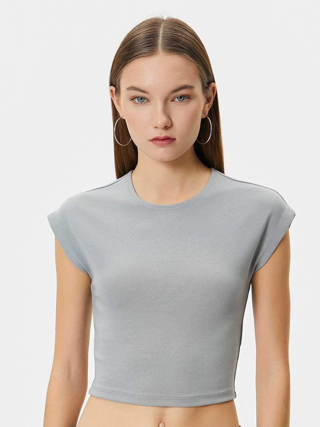 

Koton Round Neck Short Sleeves T-shirt, Grey