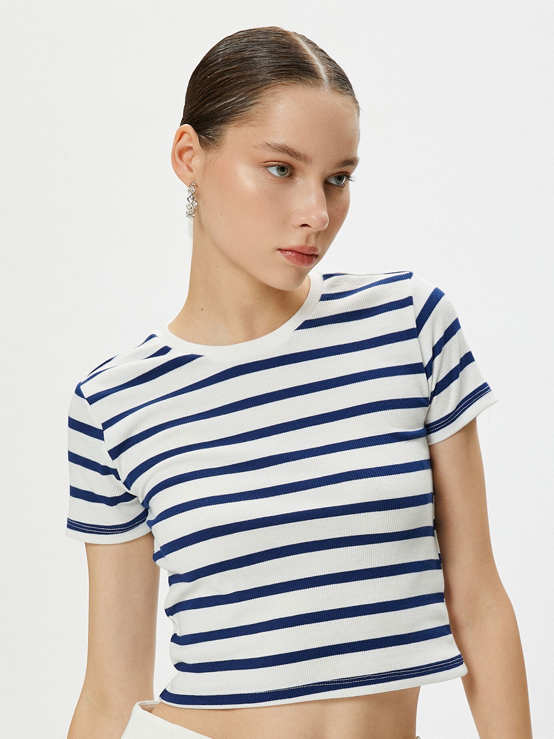 

Koton Women Striped T-shirt, Navy blue