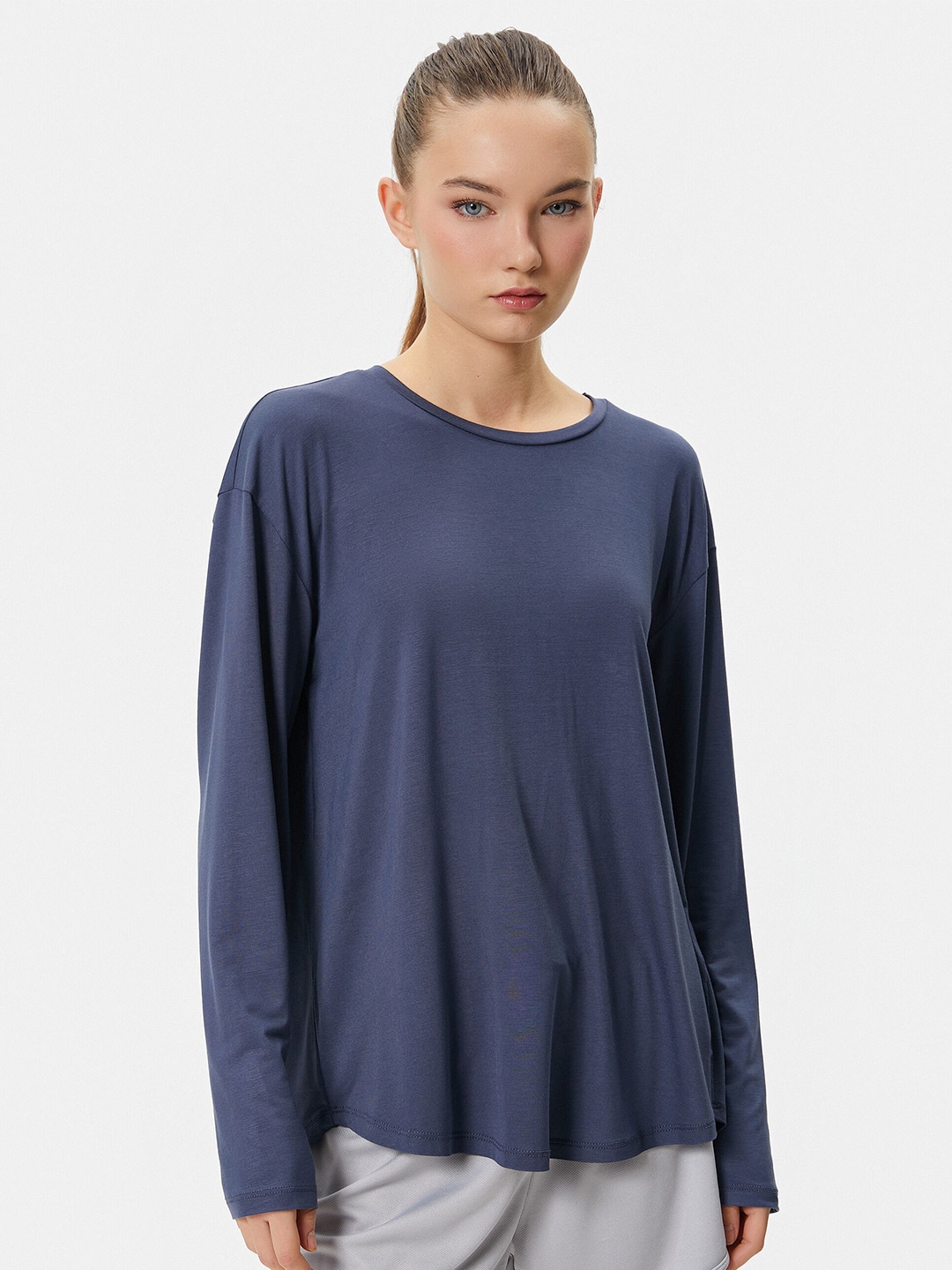 

Koton Women Drop-Shoulder Sleeves T-shirt, Navy blue