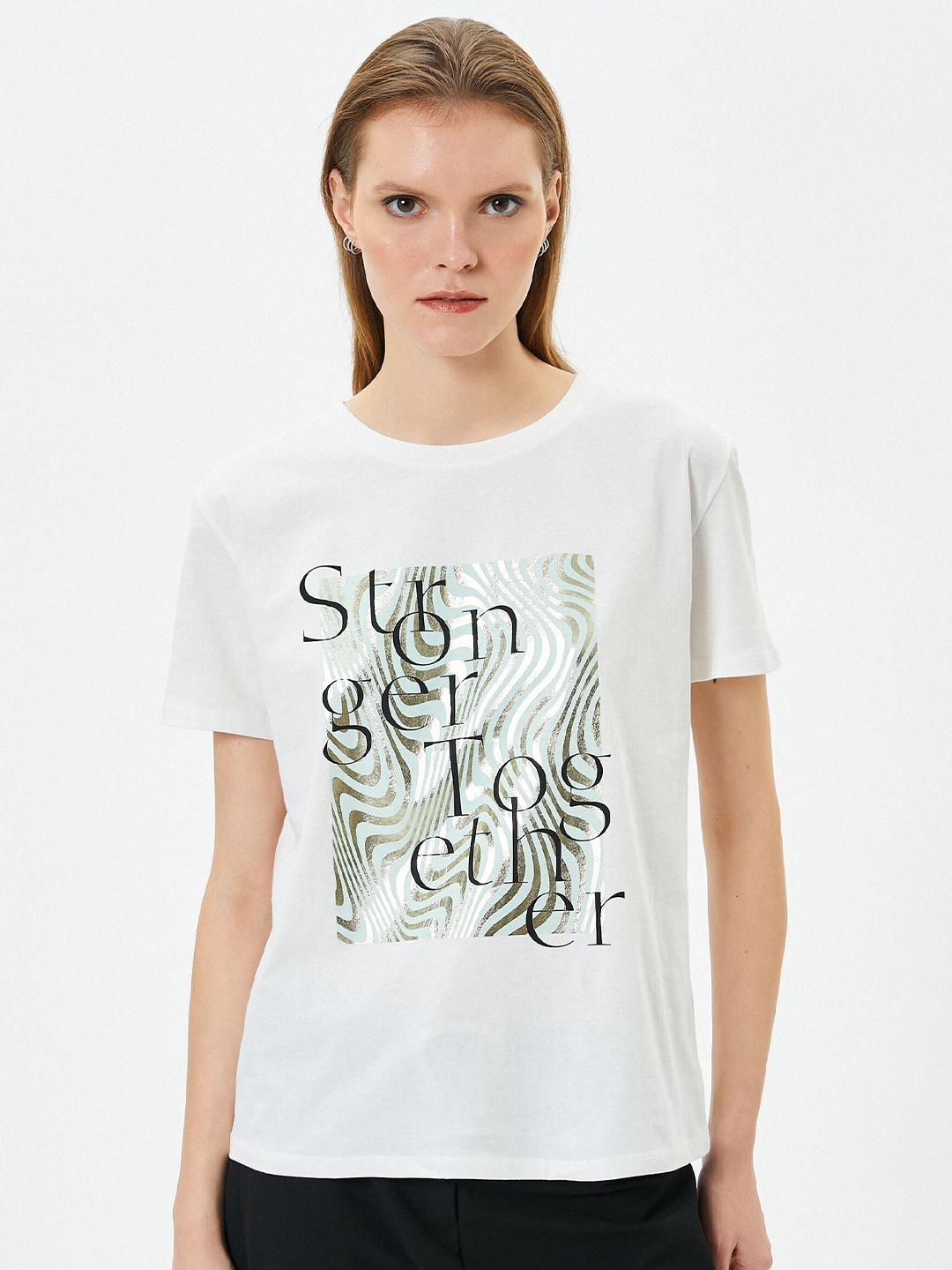 

Koton Typography Printed Pure Cotton T-shirt, White