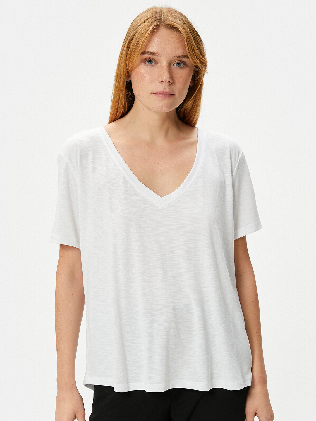 

Koton V-Neck Short Sleeves T-shirt, White