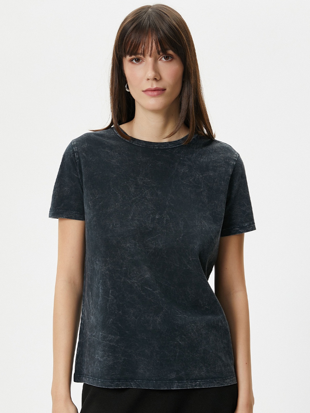 

Koton Round Neck Pure Cotton T-shirt, Charcoal