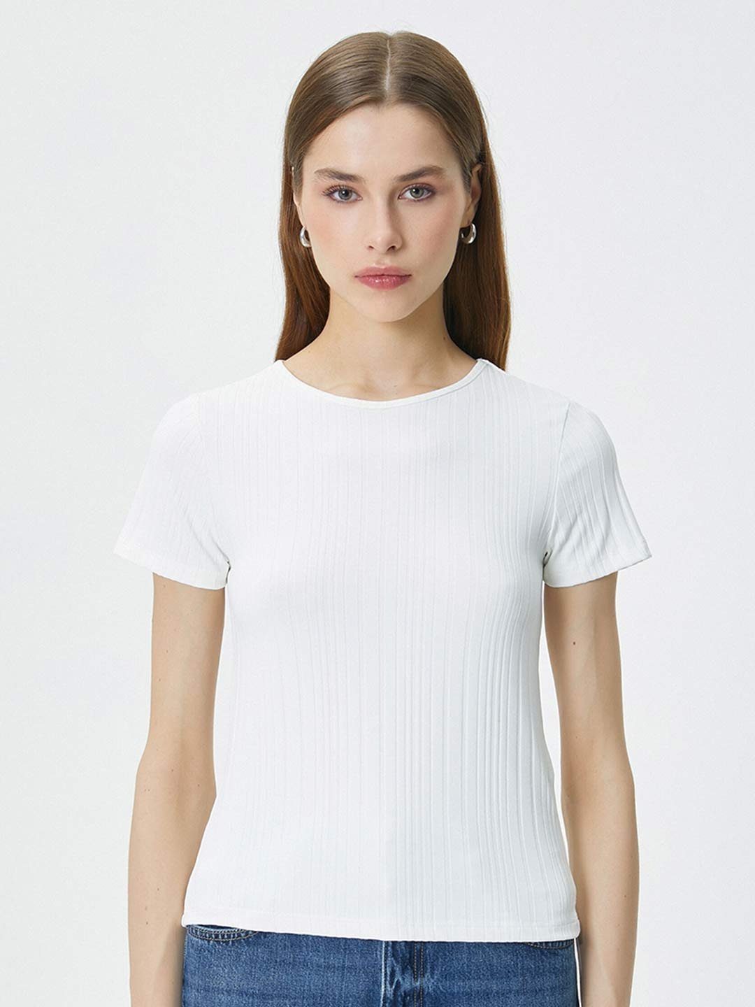 

Koton Round Neck Short Sleeves T-shirt, White
