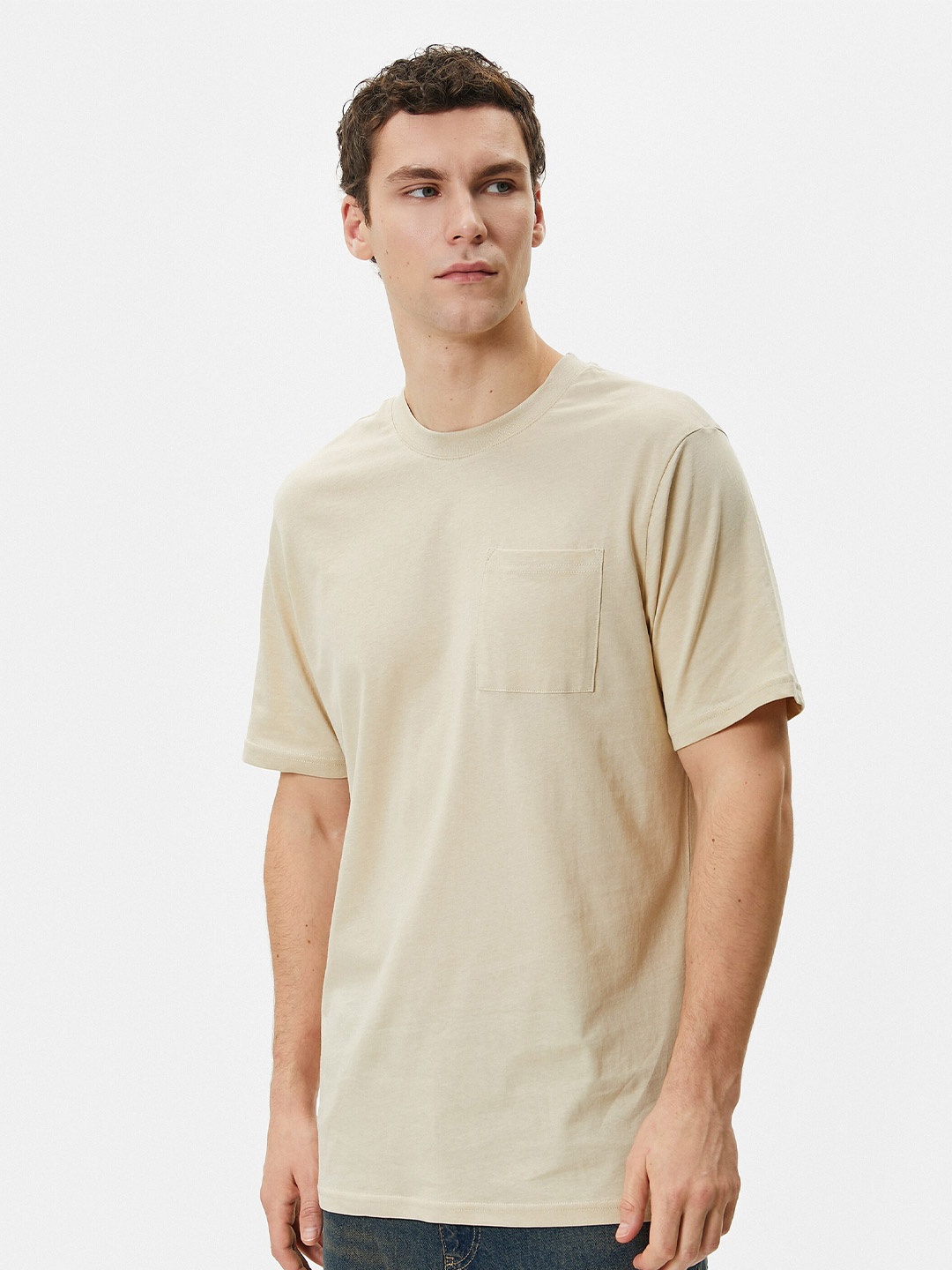 

Koton Round Neck Pure Cotton T-shirt, Beige
