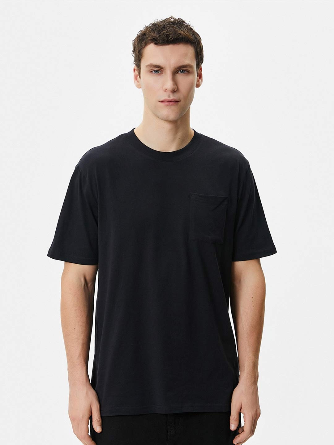 

Koton Round Neck Pure Cotton Casual T-shirt, Black