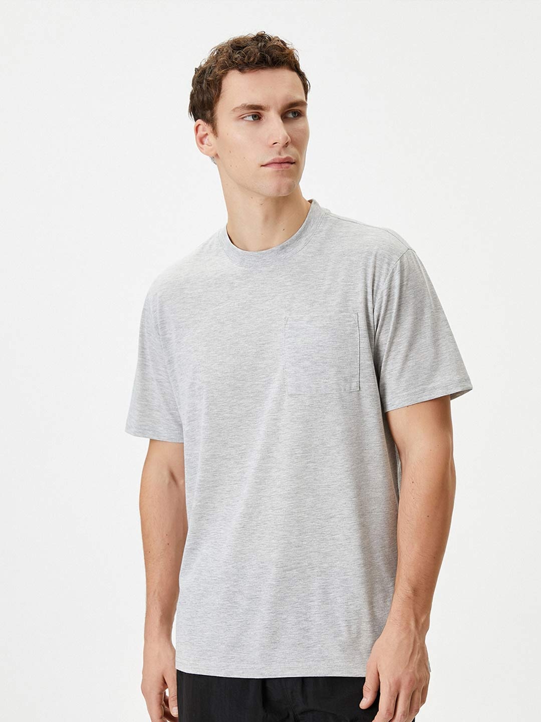 

Koton Round Neck Pure Cotton T-shirt, Grey