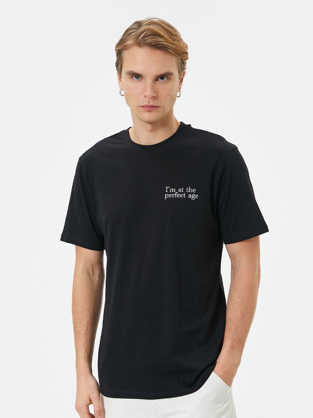 

Koton Round Neck Pure Cotton T-shirt, Black