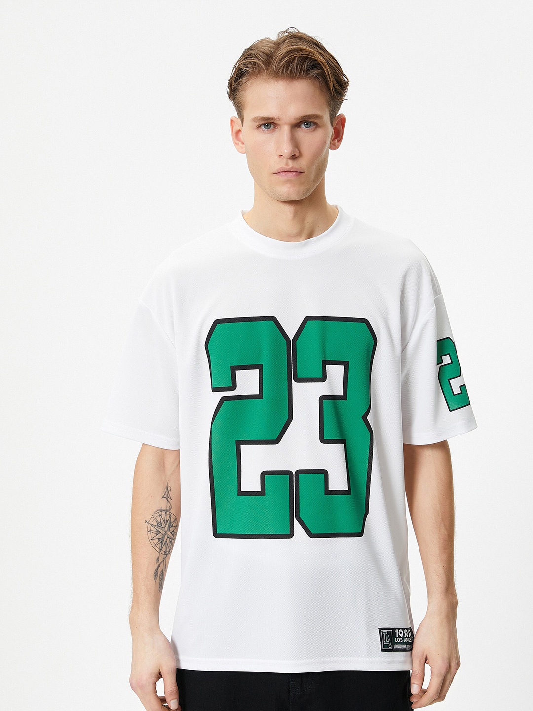 

Koton Varsity Printed Drop Shoulder Sleeves Casual T-shirt, White
