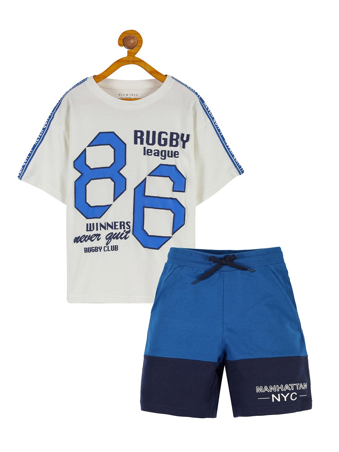 

PLUM TREE Boys Printed T-Shirt With Shorts, White