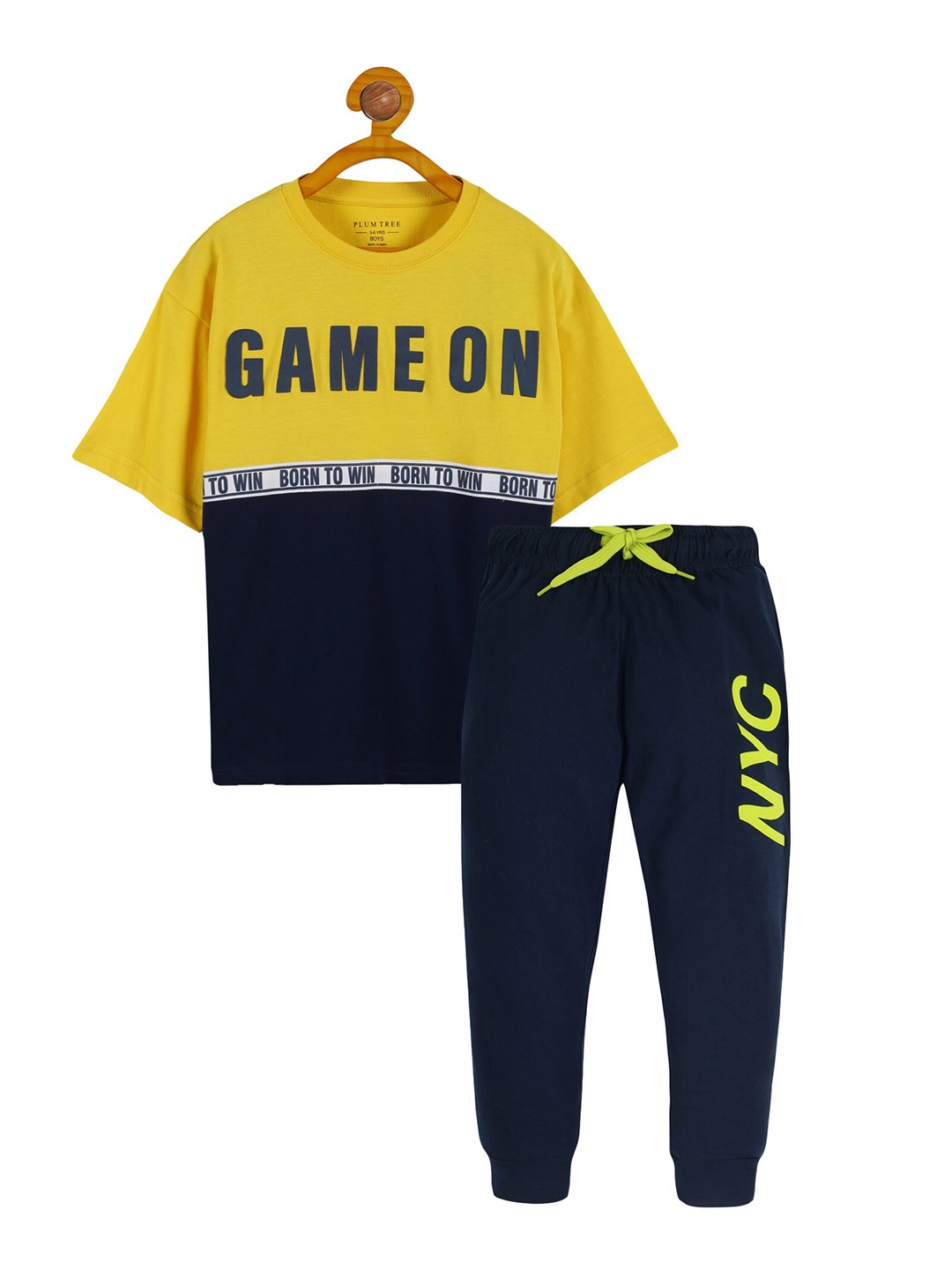 

PLUM TREE Boys Printed T-Shirt With Trouser, Yellow