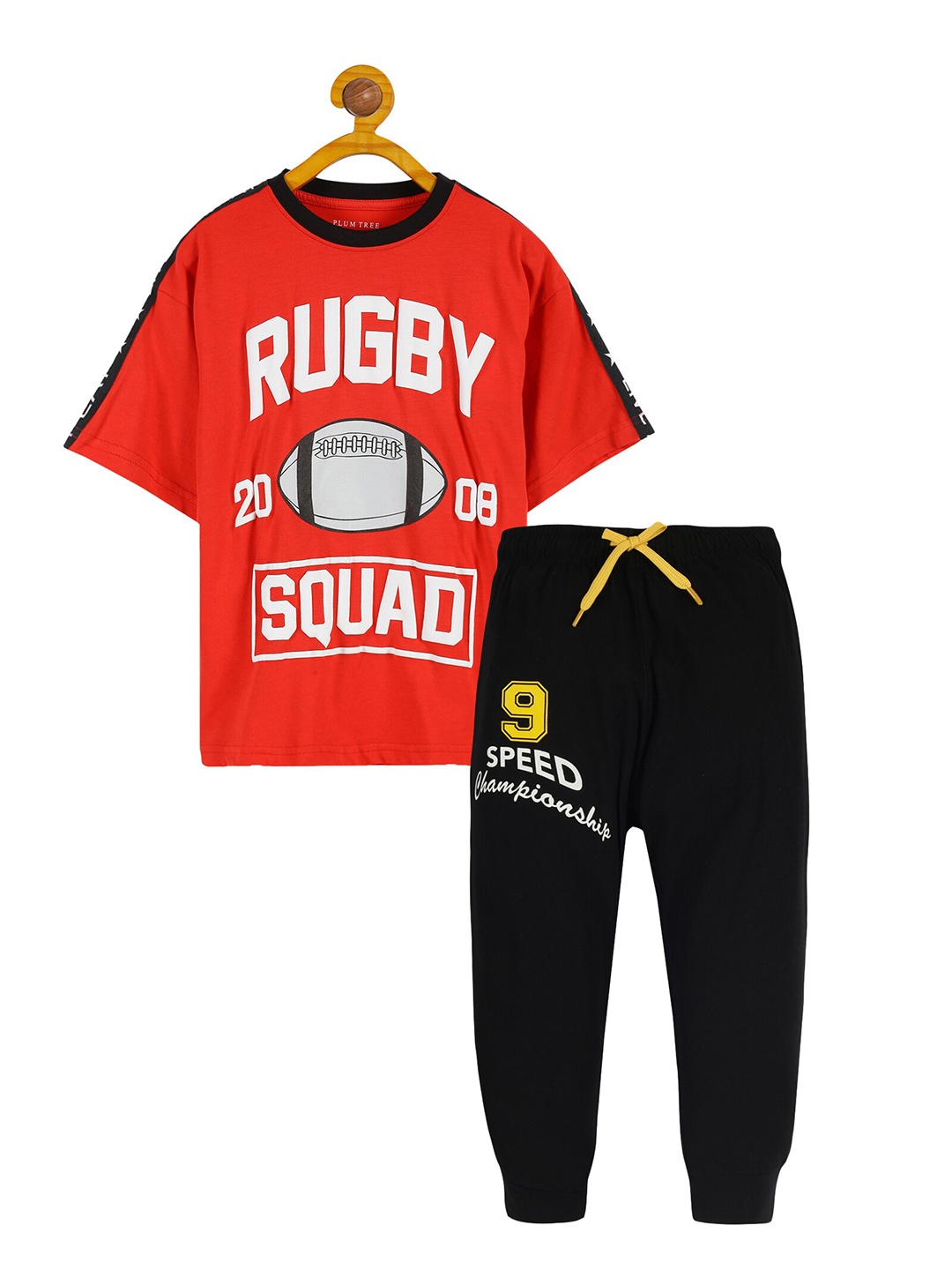 

PLUM TREE Boys Printed T-Shirt With Trouser, Red