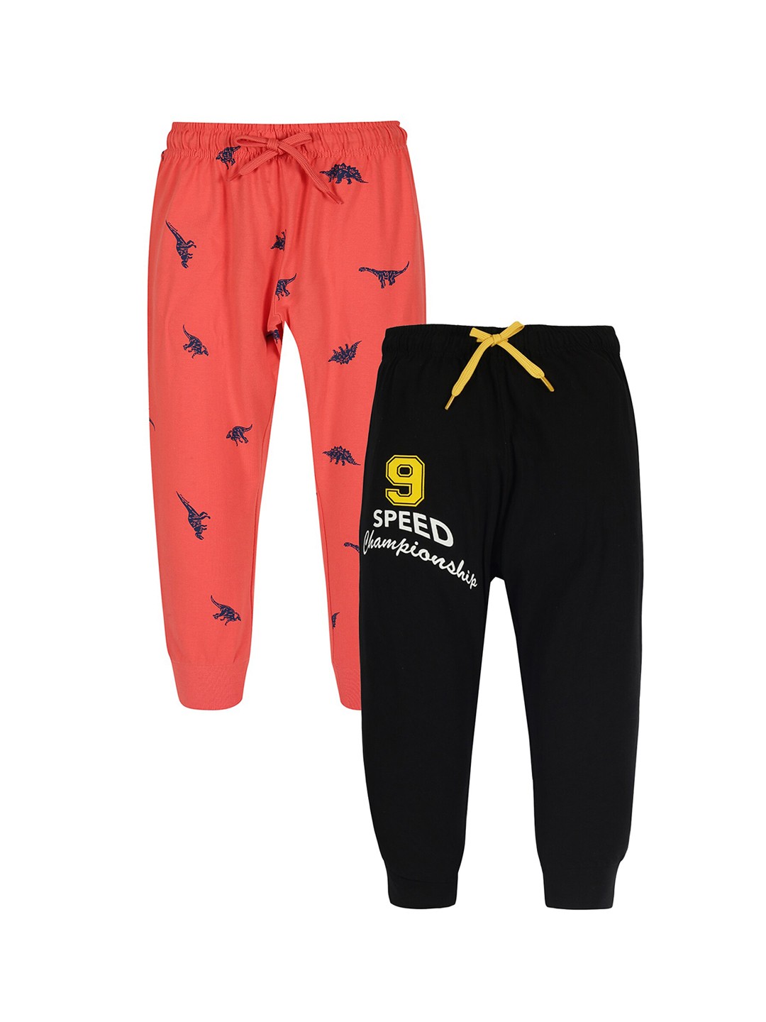 

PLUM TREE Boys Pack Of 2 Printed Pure Cotton Joggers, Black