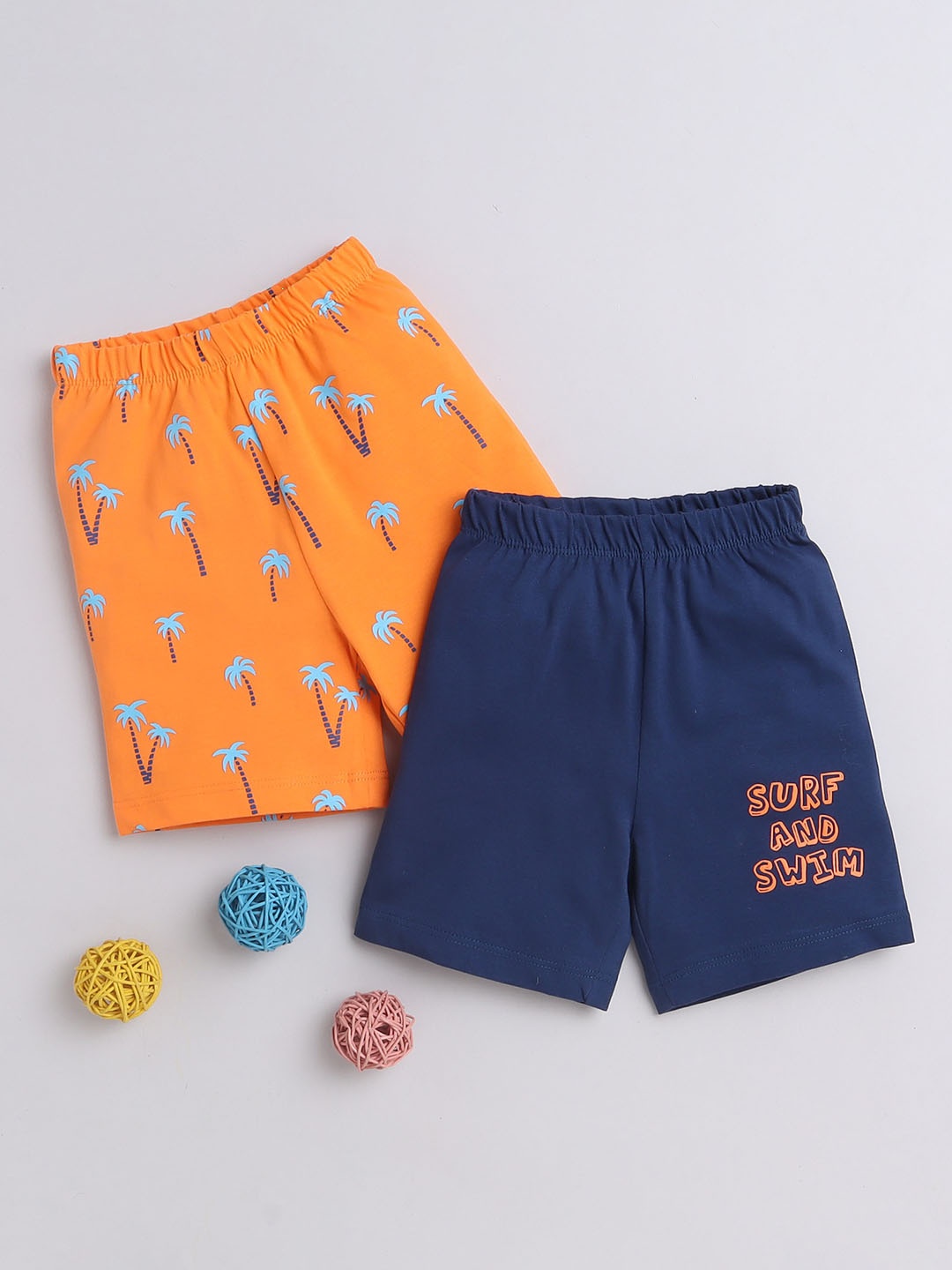 

BUMZEE Boys Pack Of 2 Mid-Rise Cotton Shorts, Navy blue