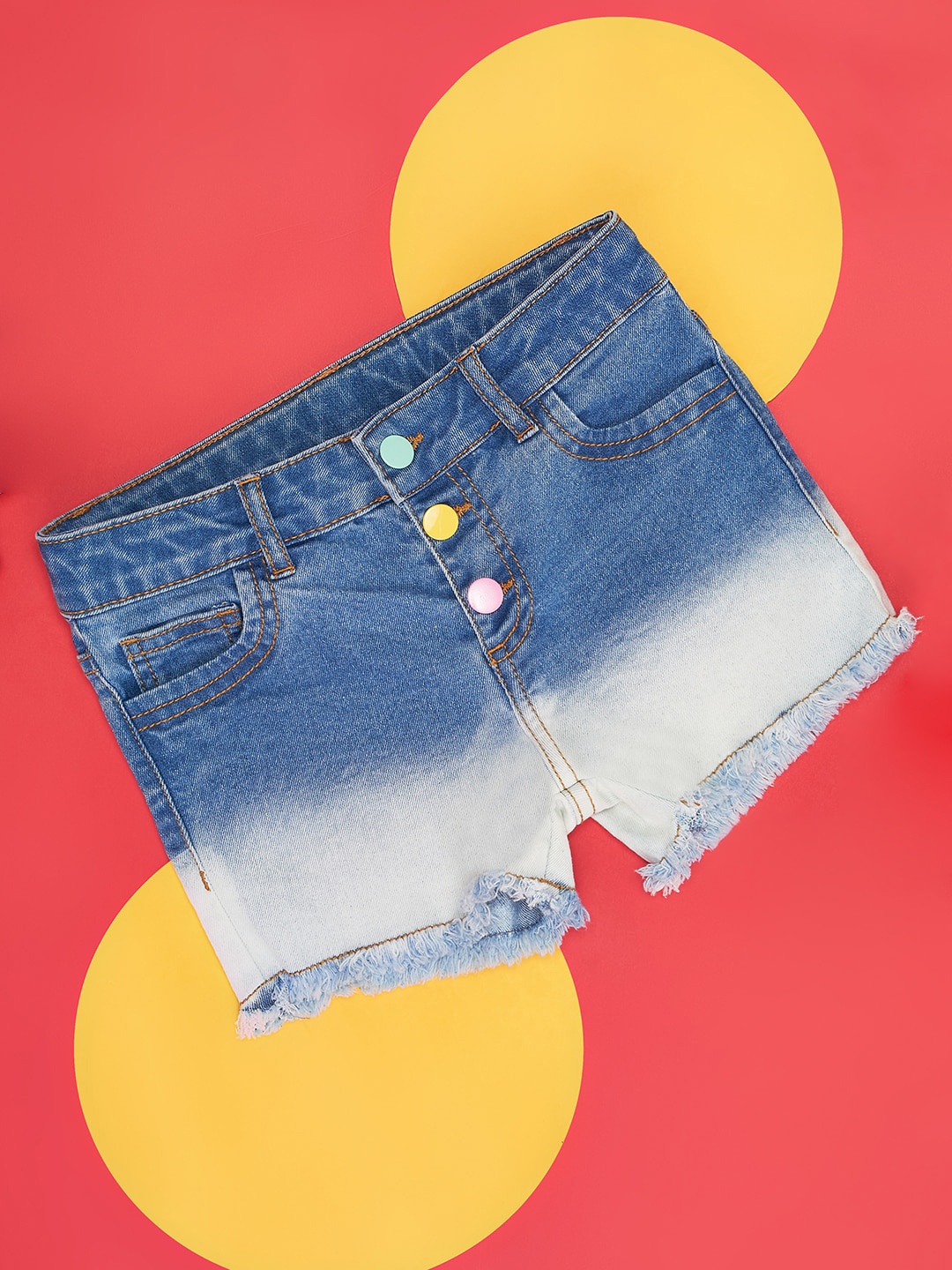 

Pantaloons Junior Girls Washed Mid Rise Denim Shorts, Blue