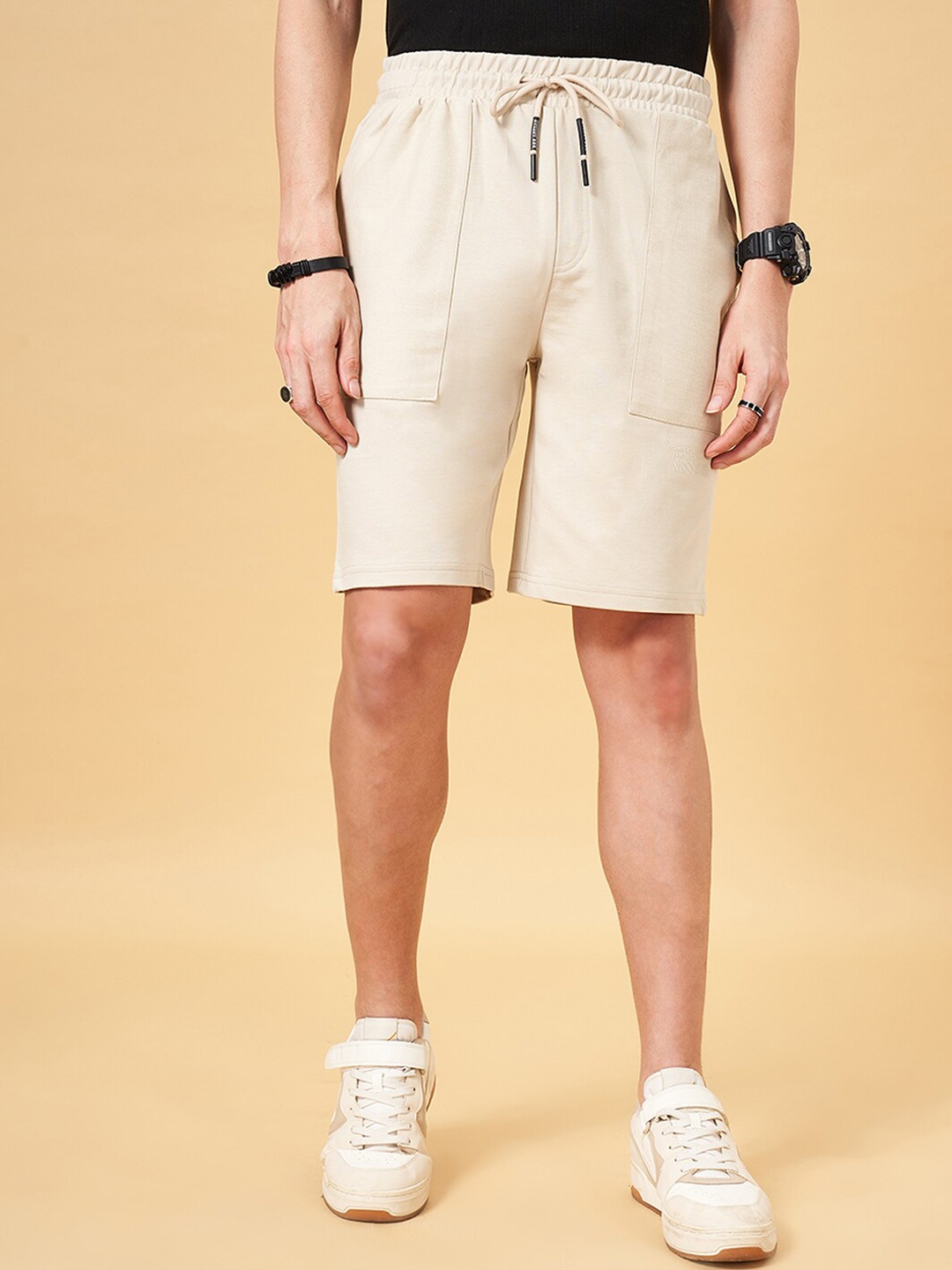 

Street 808 by Pantaloons Men Regular Fit Pure Cotton Shorts, Cream