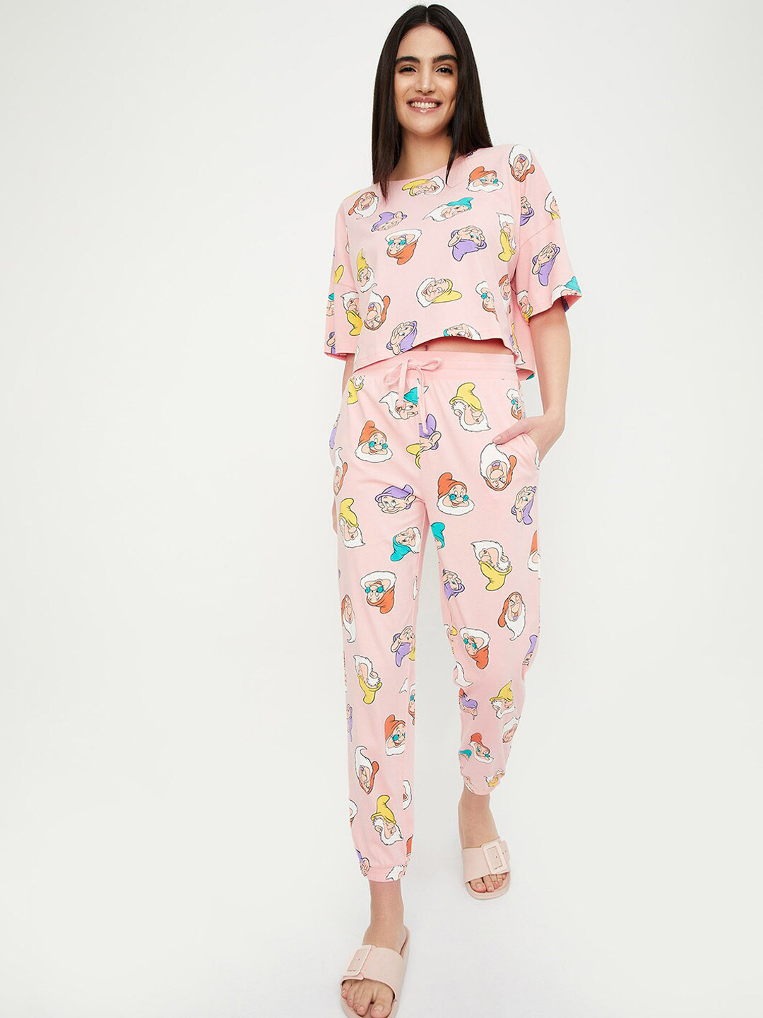 

max Snow White Printed Pure Cotton Night suit, Pink