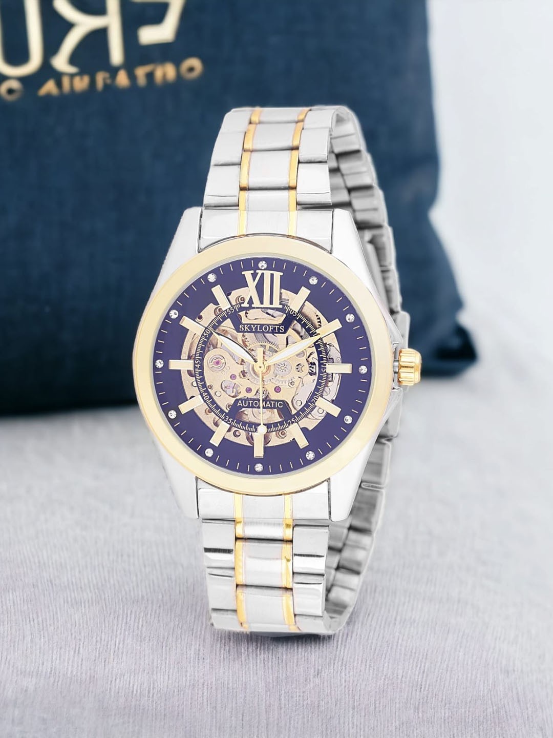 

SKYLOFTS Men Embellished Dial & Stainless Steel Chronograph Automatic Motion Watch, Silver