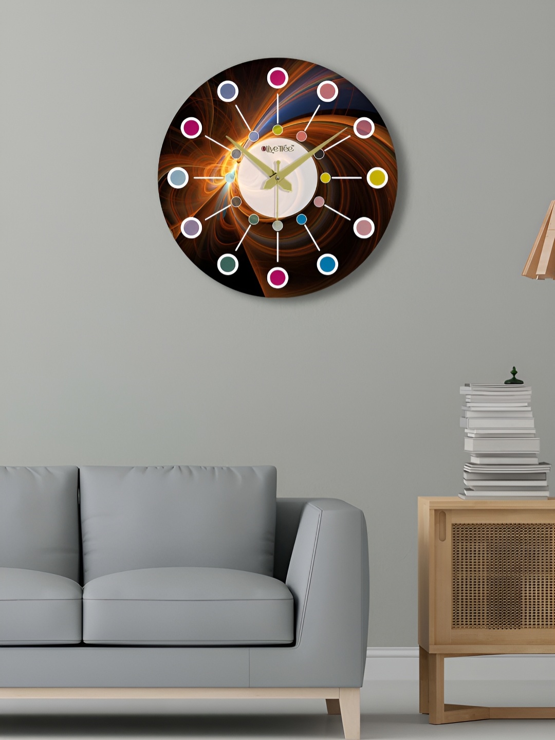 

OLIVE TREE Brown & White Printed Analogue Wooden Contemporary Wall Clock
