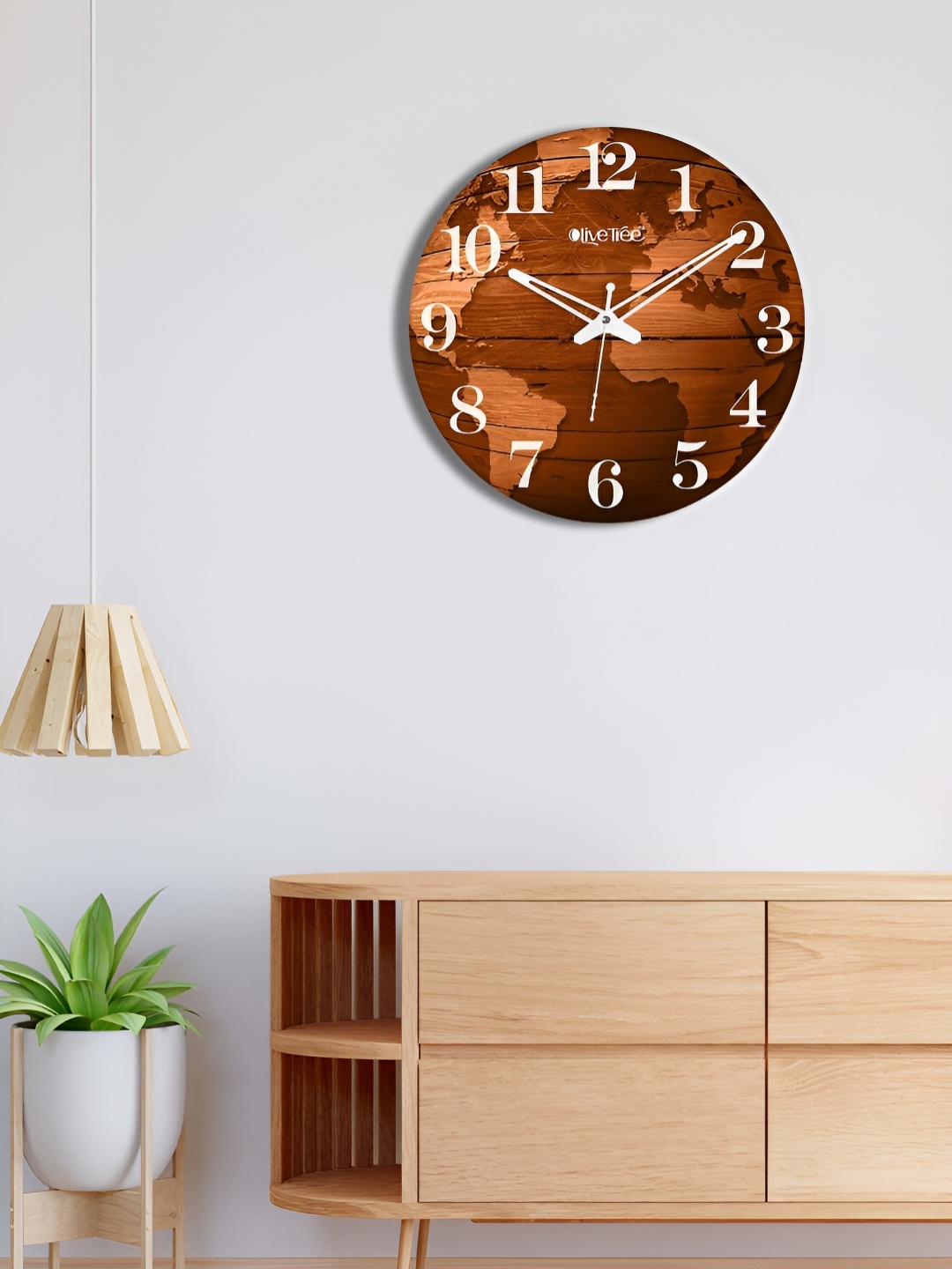 

OLIVE TREE White & Brown Printed Contemporary Wooden Analogue Wall Clock