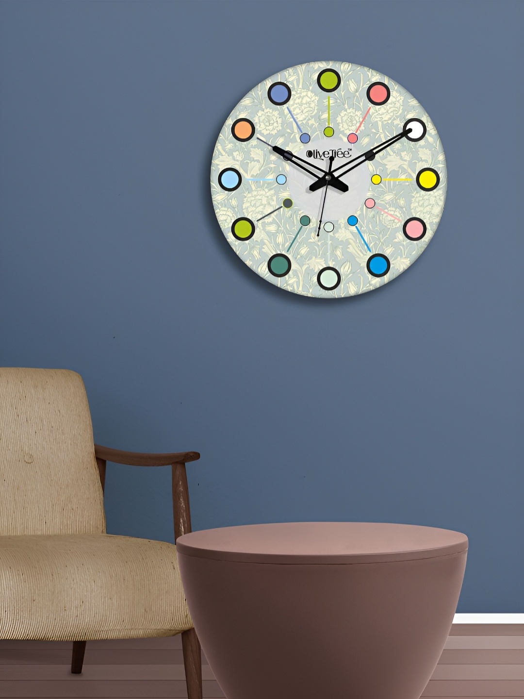 

OLIVE TREE Green & Black Printed Contemporary Analogue Wooden Wall Clock