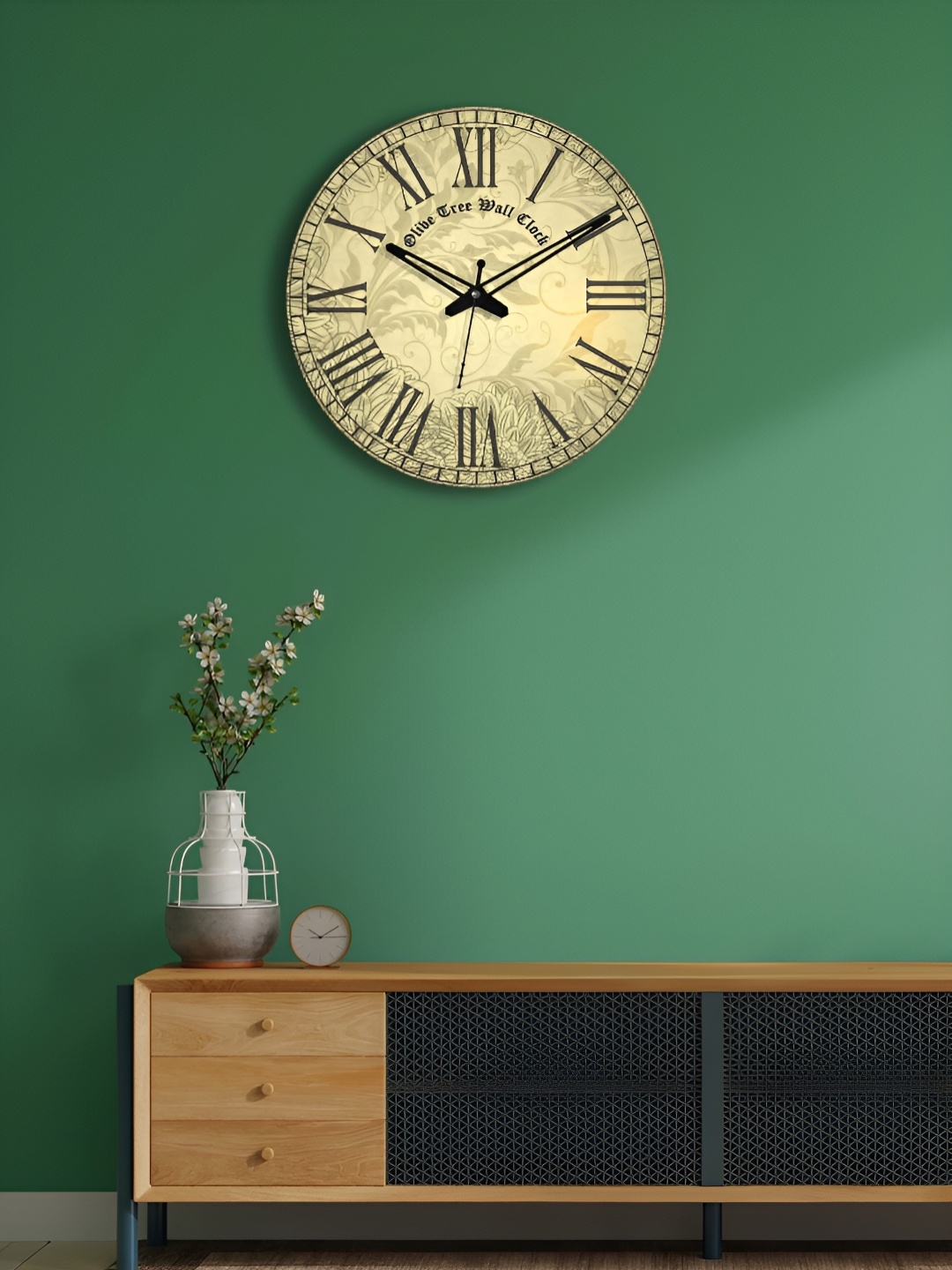 

OLIVE TREE Beige & Black Printed Contemporary Wooden Analogue Wall Clock