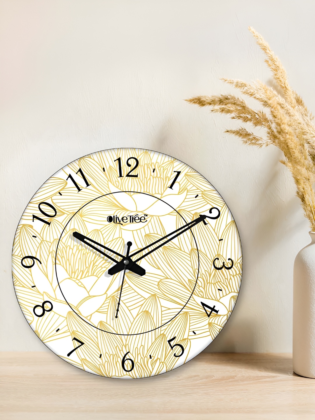 

OLIVE TREE White & Yellow Printed Contemporary Analogue Wooden Wall Clock