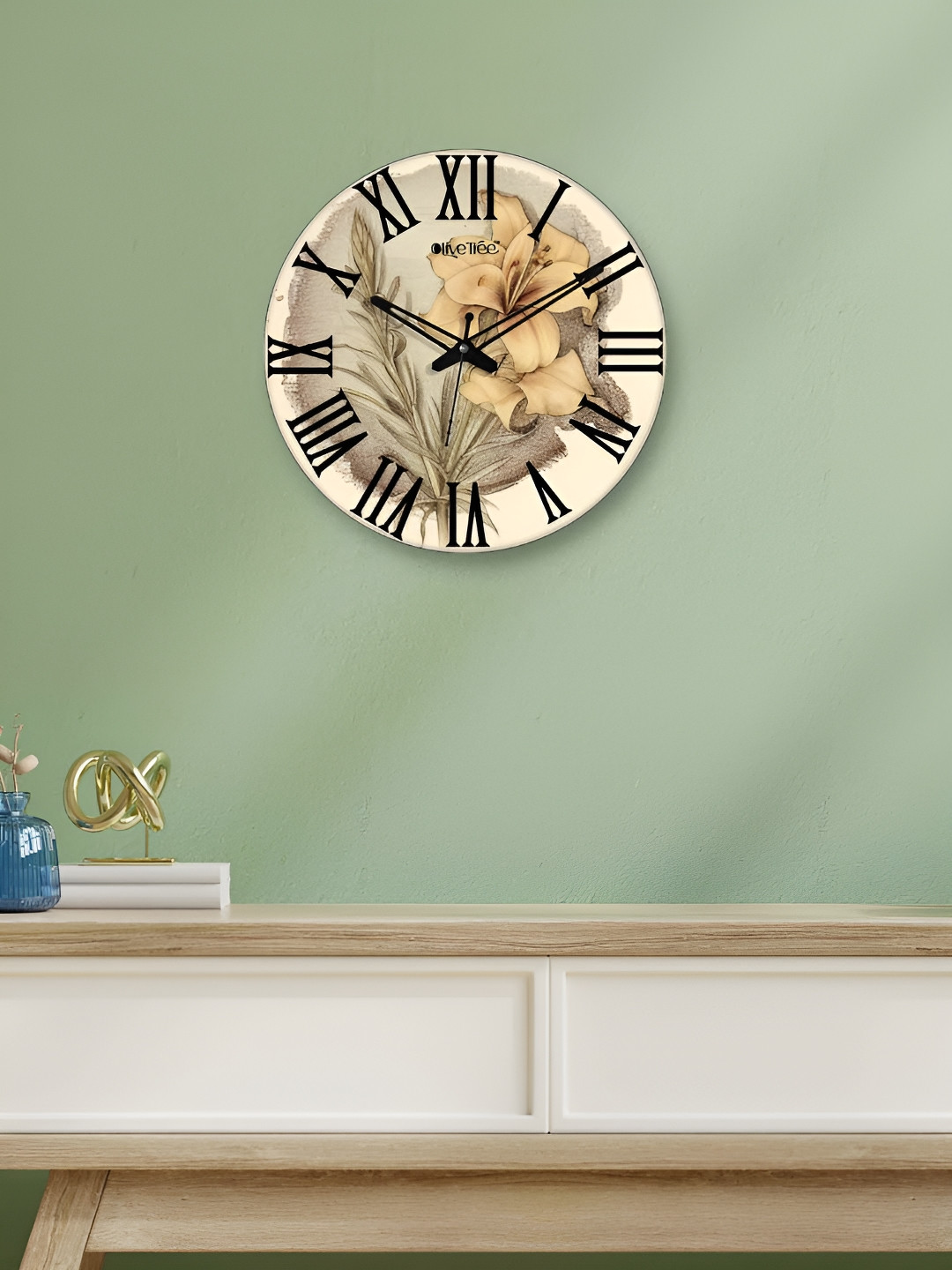 

OLIVE TREE Beige & Black Printed Contemporary Analogue Wooden Wall Clock
