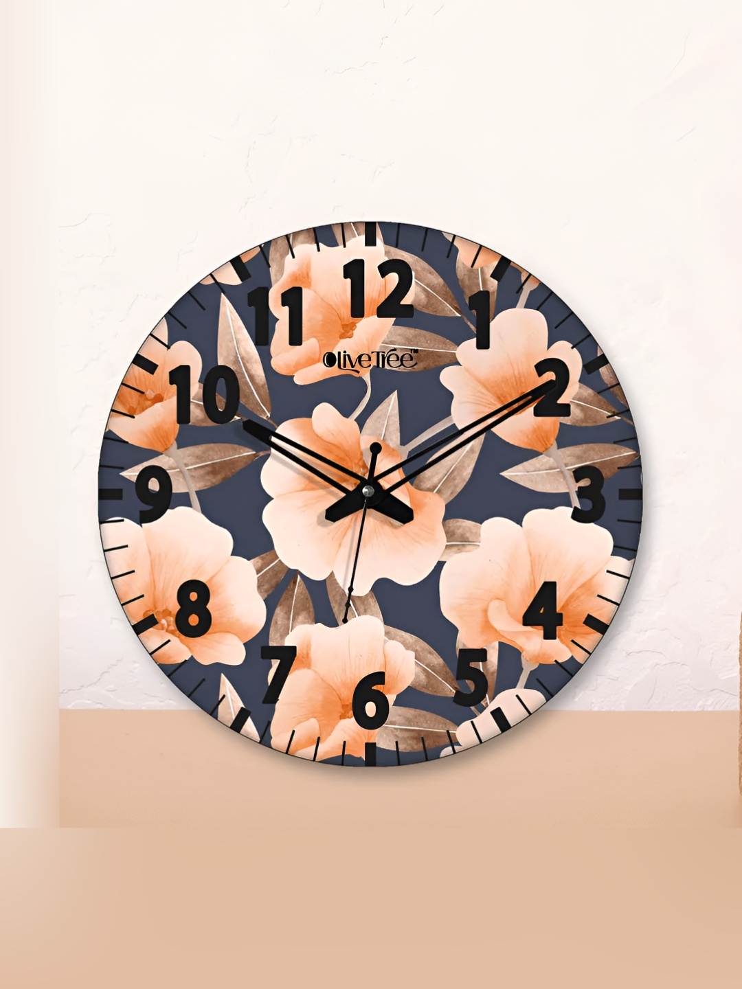 

OLIVE TREE Blue & Orange Printed Analogue Contemporary Wall Clock