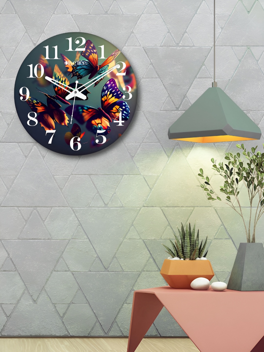 

OLIVE TREE Blue & Orange Printed Round Contemporary Wall Clock