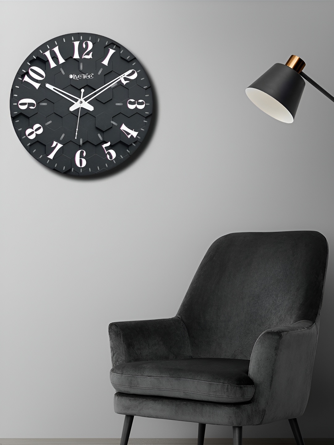 

OLIVE TREE Black & White Printed Round Contemporary Wall Clock