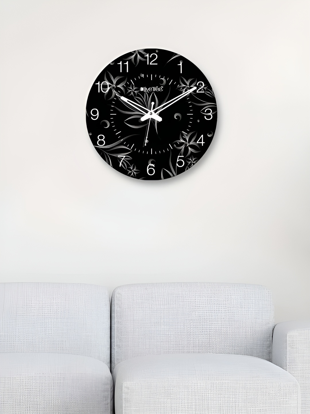 

OLIVE TREE Black & White Printed Round Contemporary Wall Clock
