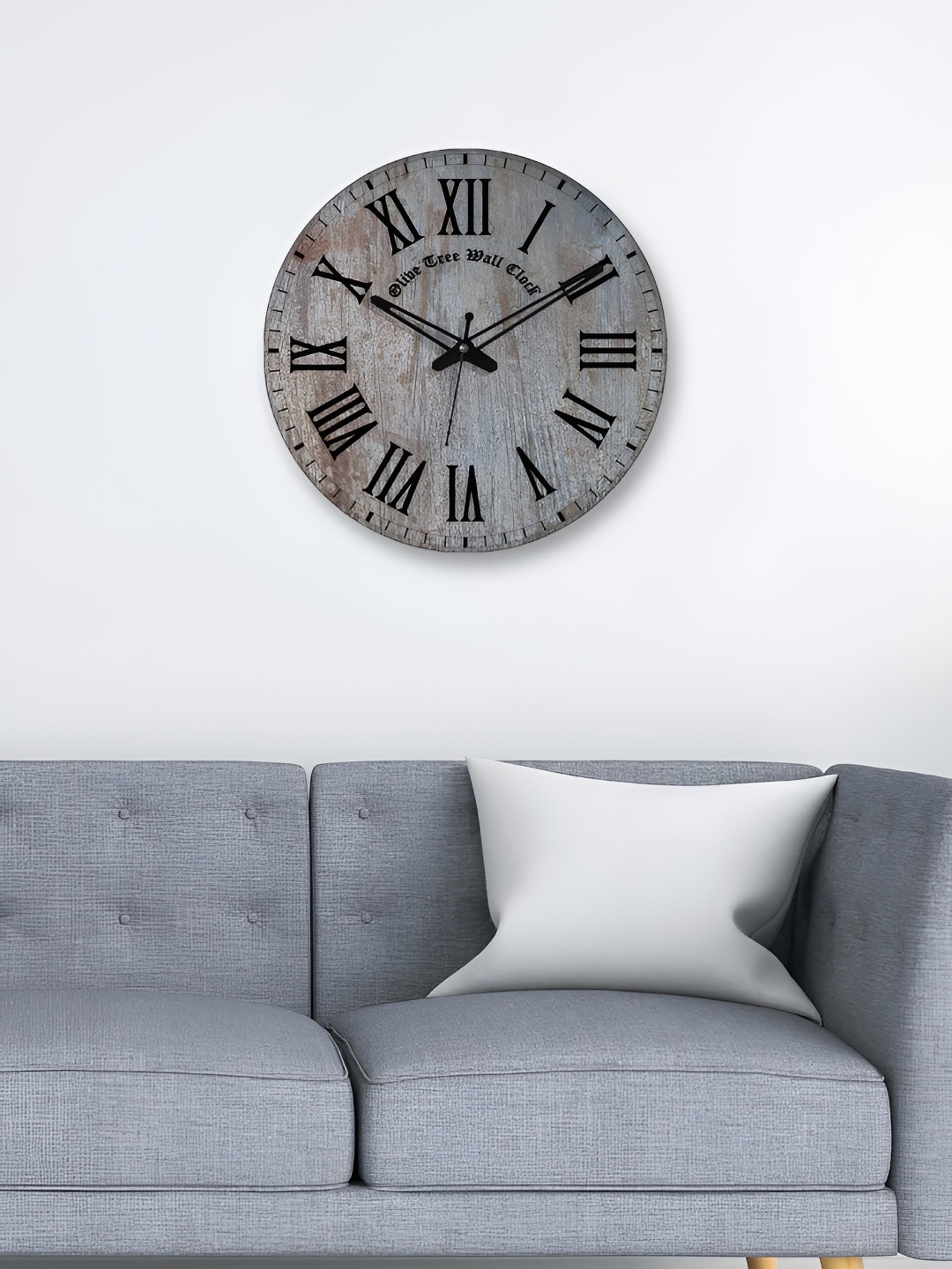 

OLIVE TREE Grey & Black Printed Round Contemporary Wall Clock