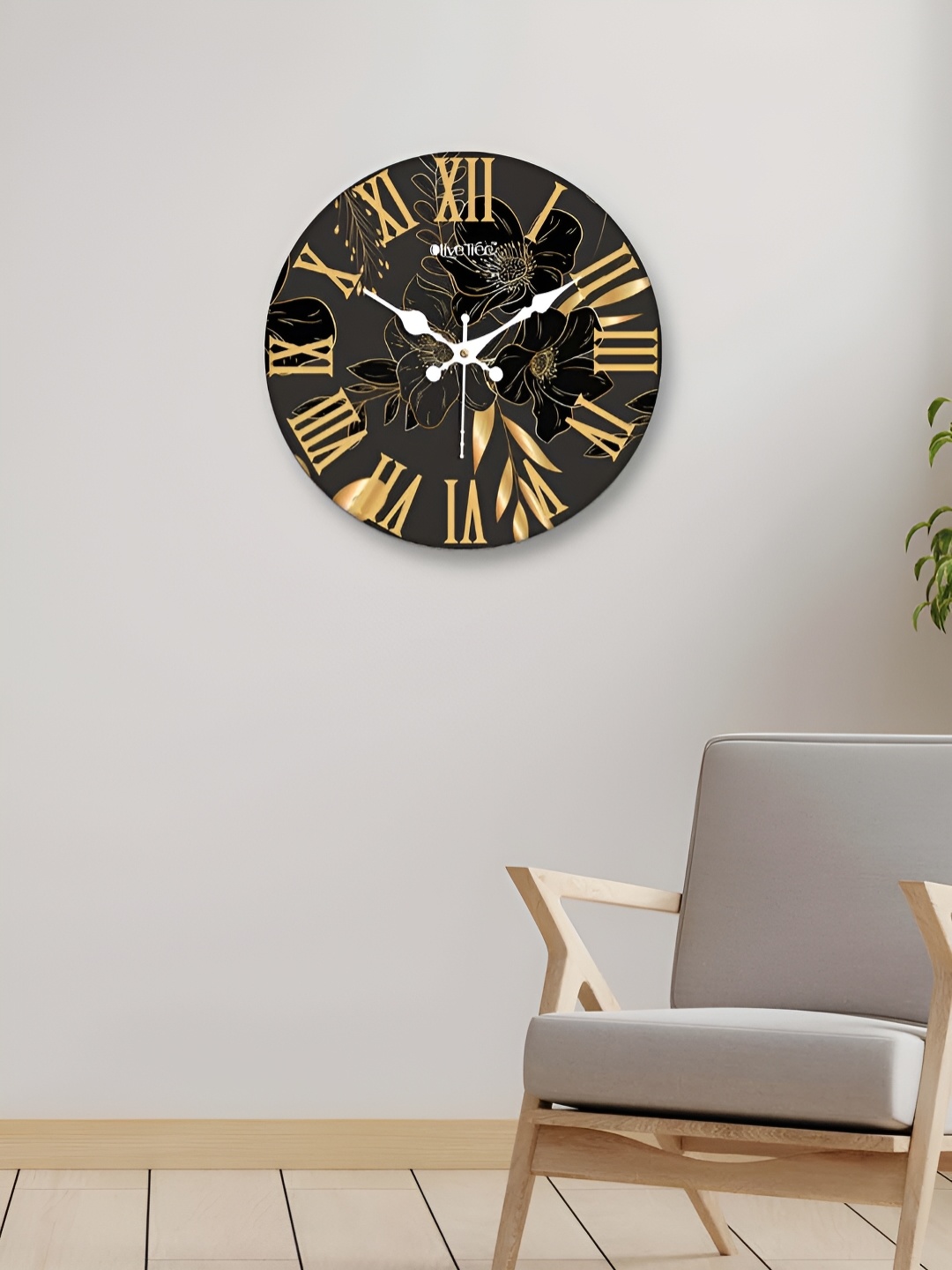 

OLIVE TREE Grey & Black Printed Round Contemporary Wall Clock