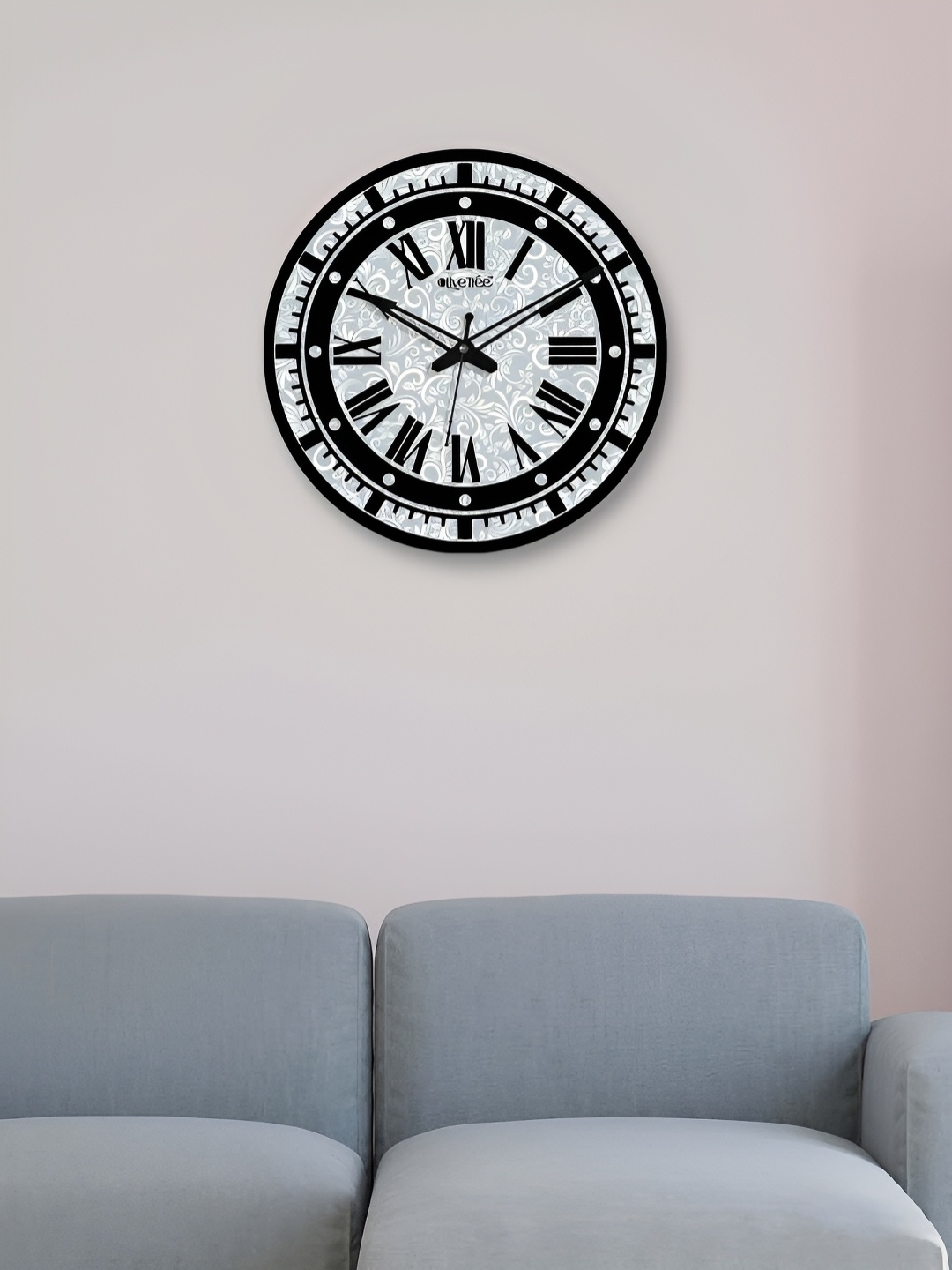 

OLIVE TREE Grey & Black Printed Round Contemporary Wall Clock