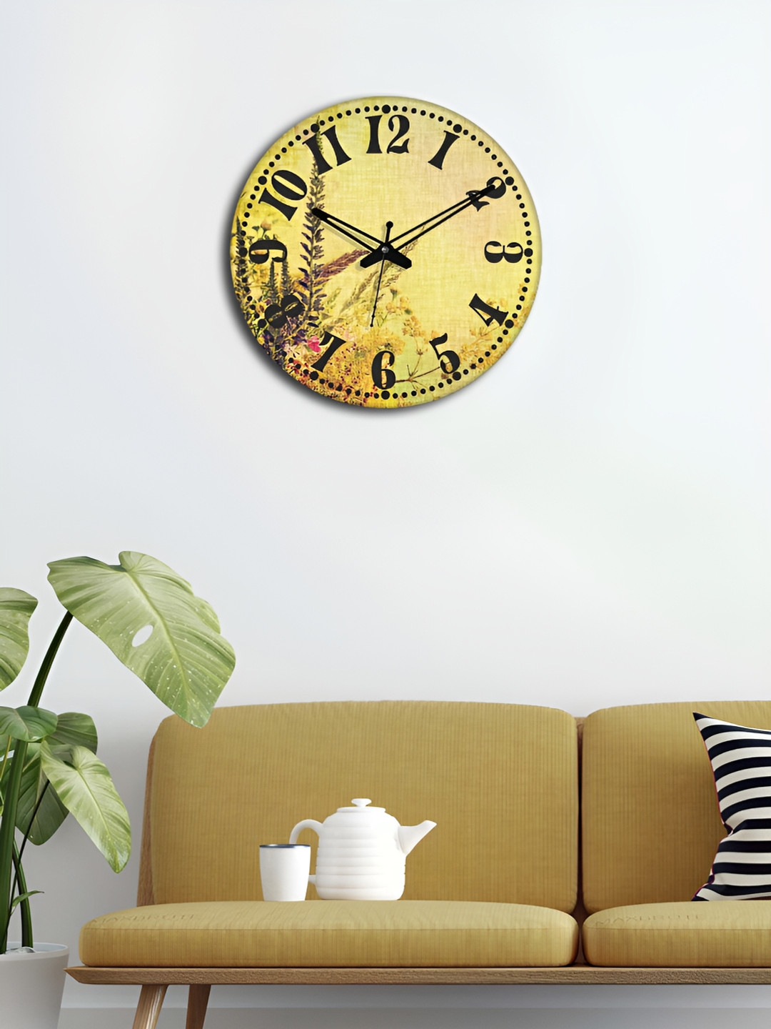 

OLIVE TREE Black & Yellow Printed Round Contemporary Wall Clock